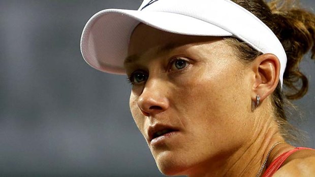 Samantha Stosur during her match against Mona Barthel of Germany during the BNP Paribas Open in Indian Wells, California.