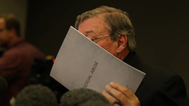 Cardinal George Pell of the Catholic Church during a press conference into the start of a Royal Commission.