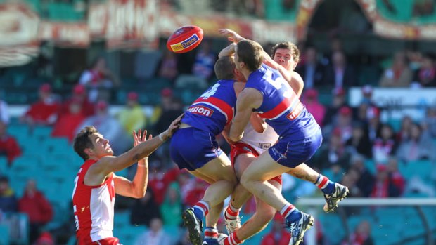 Dog fight: the Western Bulldogs had more lows than highs at the SCG yesterday.