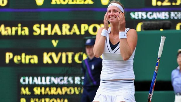 "Unbelievable feeling" ... Petra Kvitova celebrates her 6-3, 6-4 victory over Maria Sharapova.