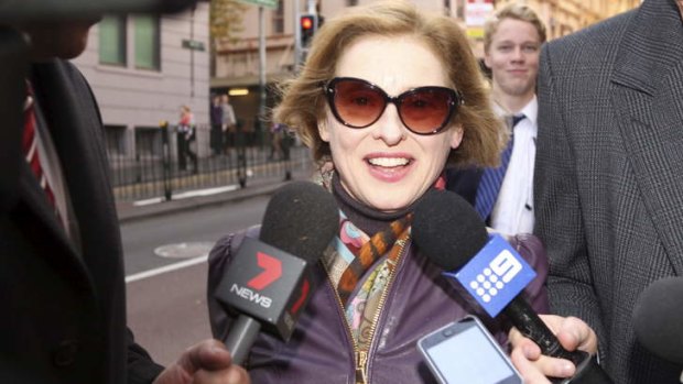 Gai Waterhouse arriving at Racing NSW headquarters on Monday.