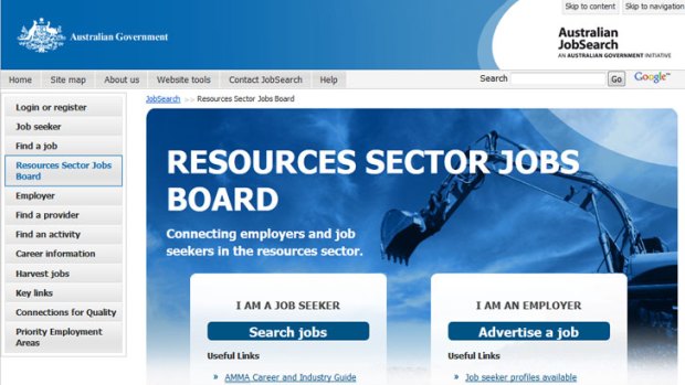 The Resources Sector Jobs Board which went live today.