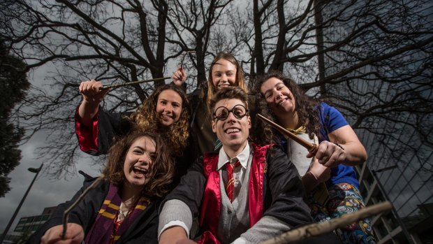 Harry Potter fans Matilda Boseley, Emma Condliffe, Tim Wells, Sophie Buckland and Mia Fine.
