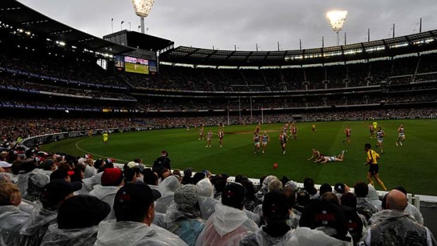 The wet and dark 2009 grand final between Geelong and St Kilda.