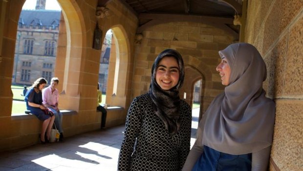 ''Amazing young women'' &#8230; Nahid Kirimi, left, and Zainab Kaabi at the University of Sydney where they have studied since completing their HSC as asylum seekers.