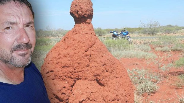 After riding all the way from Perth in Scotland, Steven Kirk was glad to see some traditional Aussie surroundings - even if it was huge anthills.