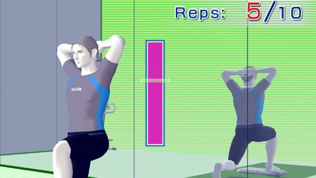 Working out on the Wii Fit from Nintendo.