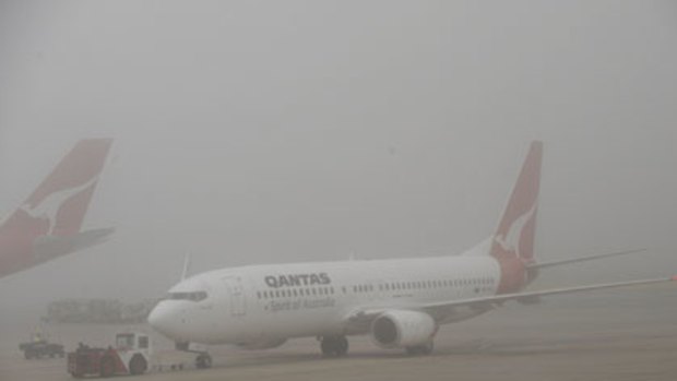 Foggy morning causes delays at Melbourne Airport.