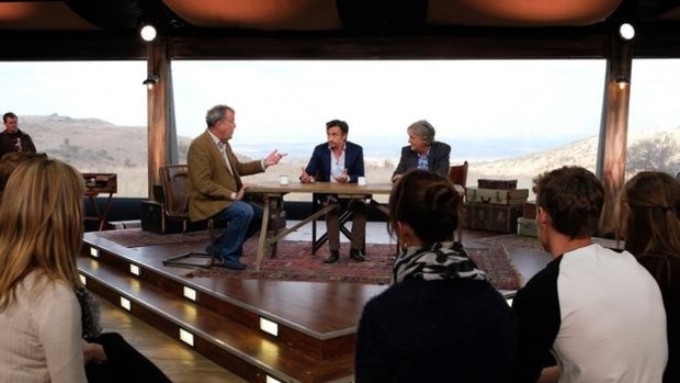 Jeremy Clarkson, Richard Hammond and James May filmed the first episode of <i>The Grand Tour</i> in a tent in the hills overlooking Johannesburg.