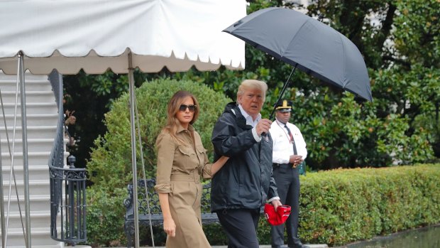 And again ... Melania Trump on her way to surveying Hurricane Harvey damage in footwear many commentators said was ill-advised and inappropriate.
