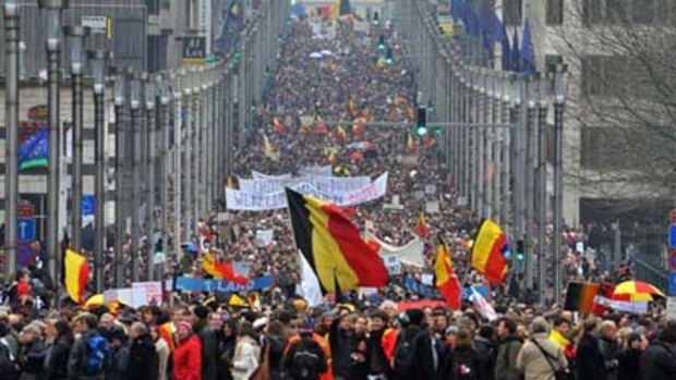 The march of shame in Brussels.