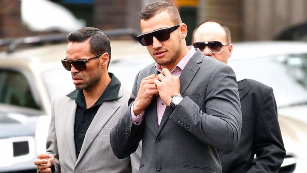 Green light: Blake Ferguson is set to return to the NRL, pictured here attending Waverley Court with Anthony Mundine