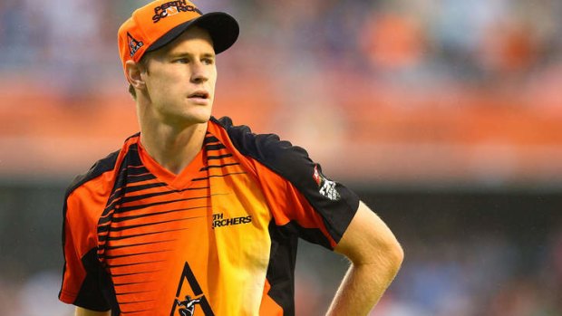 PERTH, AUSTRALIA - JANUARY 16:  Jason Behrendorff of the Scorchers looks on from the outfield during the Big Bash League semi-final match between the Perth Scorchers and the Melbourne Stars at the WACA on January 16, 2013 in Perth, Australia.  (Photo by Will Russell/Getty Images)