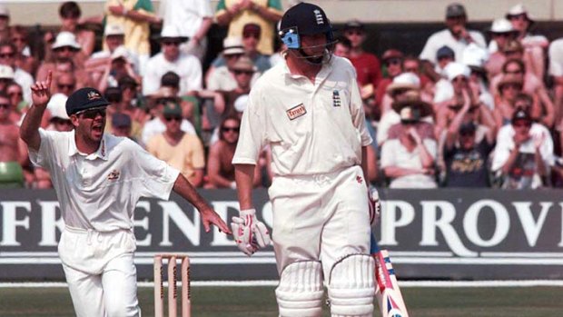 "Great competitor" ... Ricky Ponting celebrates the dismissal of England captain Michael Atherton during the fifth Test at Trent Bridge on August 10, 1997. Atherton has lauded Ponting's achievements.