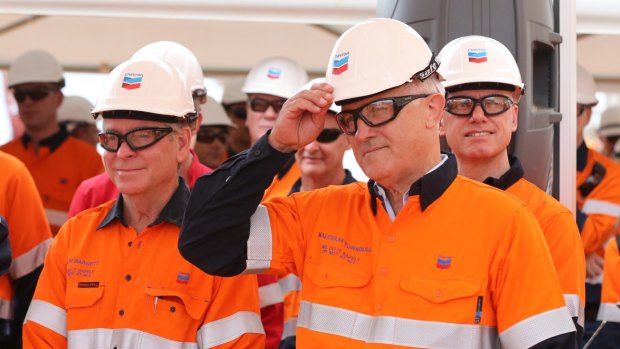 Tip of the hat: Malcolm Turnbull joined WA Premier Colin Barnett on Barrow Island in Western Australia last year.