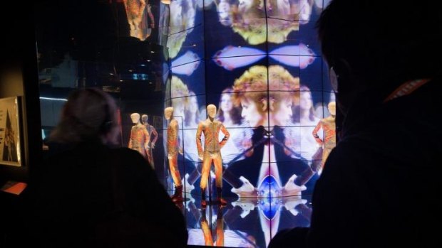 A huge screen dominates the final room in the <i>David Bowie Is</i> exhibition at ACMI.
