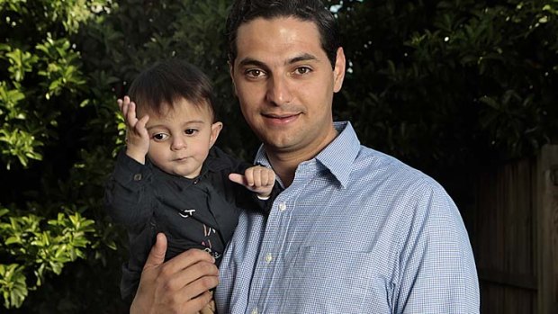''I'd like to think this was the start of great things'' ... Ned Mannoun, who looks set to become the Liberal mayor of Liverpool, with his son Solomon.