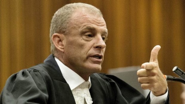 'You knew Reeva was behind the door and you shot at her': State prosecutor Gerrie Nel questions Oscar Pistorius.