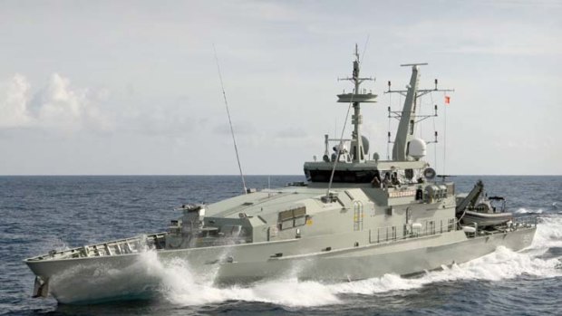 HMAS Wollongong on patrol in the Arafura sea.