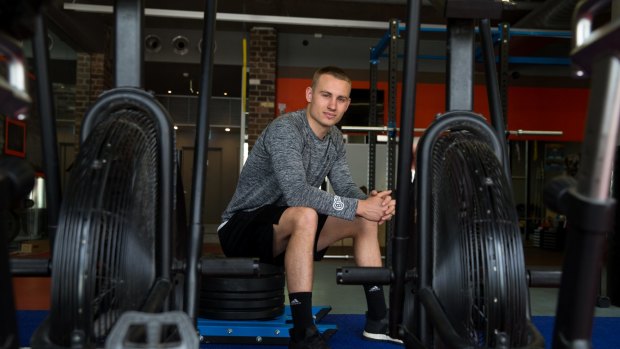 Luke Champion in his Potts Point gym, has used the After Pay app, to buy sport equipment.