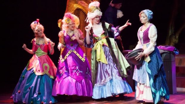 Dramatic Productions' Into the Woods: From left, Jessica Baker (Florinda), Kitty McGarry (Lucinda), Miriam Miley-Read (stepmother), Philippa Murphy (Cinderella). 
