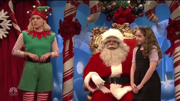 Naughty or Nice: SNL's Kate McKinnon (left) and Kenan Thompson (right) uses Santa to make a point about sexual harassment.