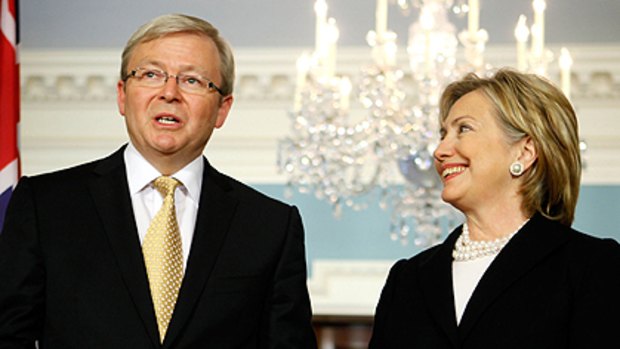 Climate talks ... Kevin Rudd and Hillary Clinton are set to discuss the environment and terrorism when the US Secretary of State visits Australia later this month.