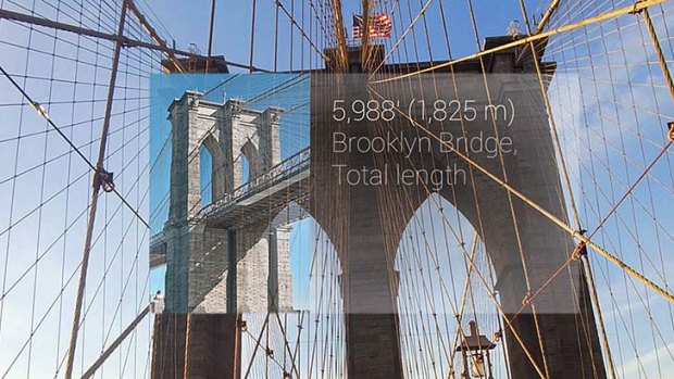 The Brooklyn Bridge, New York, as seen by Google Glass.