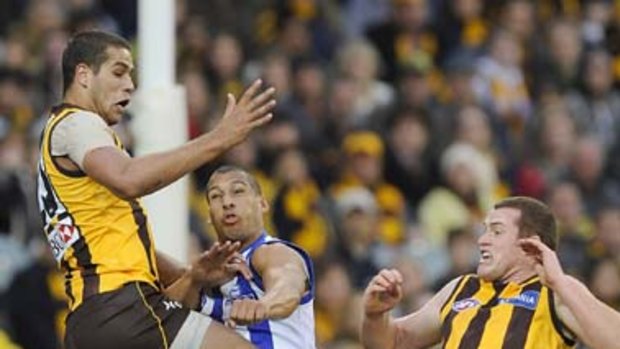 Hawthorn's Lance Franklin and Jarryd Roughead wreaking havoc in 2008, when their team won the premiership.