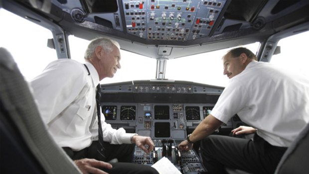 Captain Chesley 'Sully' Sullenberger (left) and 1st Officer Jeffrey Skiles go through their pre-flight routine before leaving for North Carolina at LaGuardia Airport in New York.
