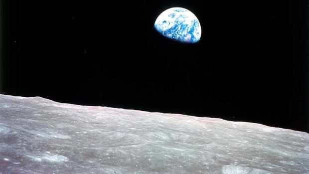 The Earthrise over the moon made on December 24, 1968, from Apollo 8.