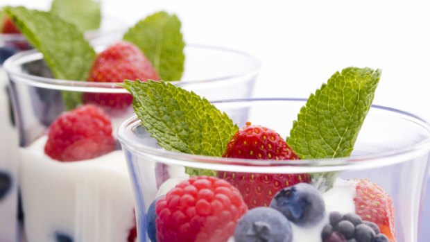 Berry delicious ... natural yoghurt with berries makes a nutritious snack.