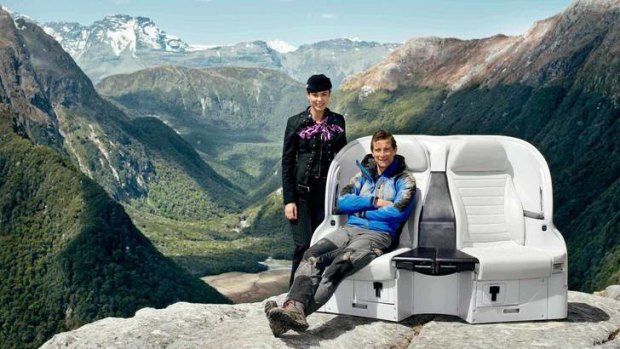 Bear Grylls in Air New Zealand's new safety video.