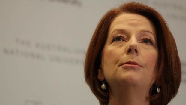 Prime Minister Julia Gillard presenting the Government's National Security Strategy in Canberra.