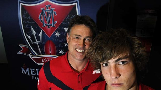 Melbournes Todd Viney and son Jack who has been signed on under the father-son rule.