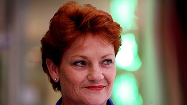 Pauline Hanson speaks to the media in 2007.