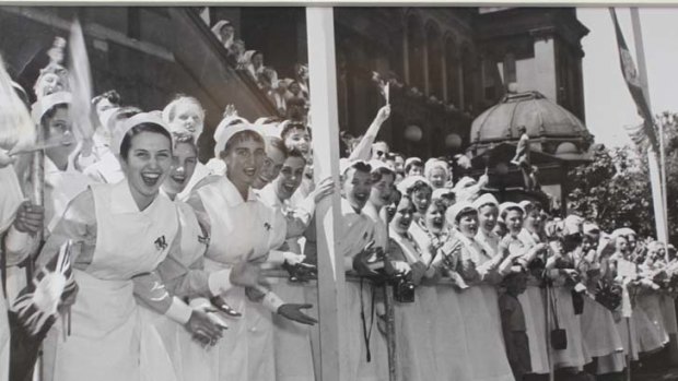 Humble beginnings ... Elinor Wrobel, far left, with other nurses when she began work at Sydney Hospital.