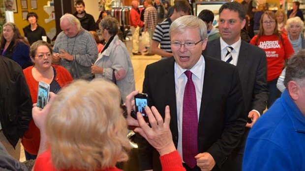 The first of many: Kevin Rudd's visit to Geelong.