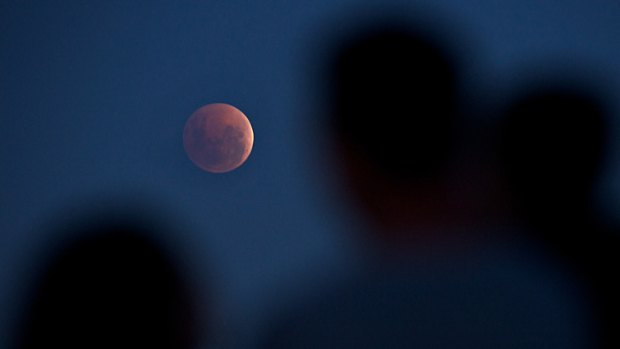 A pink moon rises over Williamstown