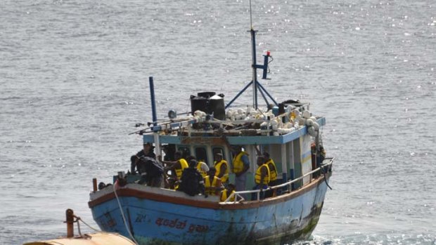 Assylum seekers ... refugee boat arriving on Christmas Island.