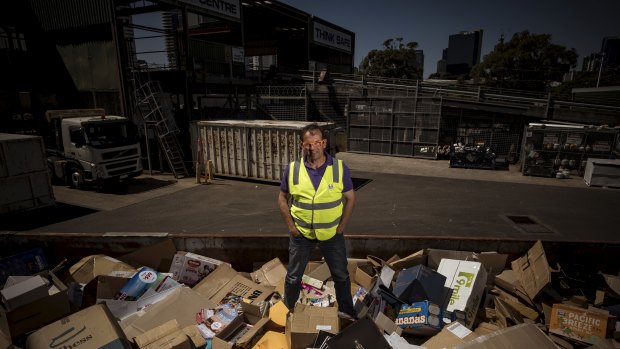 Port Phillip mayor Dick Gross, at his council's South Melbourne waste transfer station on Friday. 