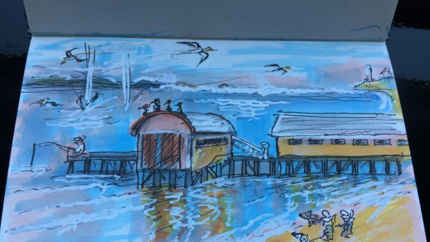 ?Tony Wright's piece on Ron Tandberg Ron Tandberg's last drawing. Queenscliff pier
