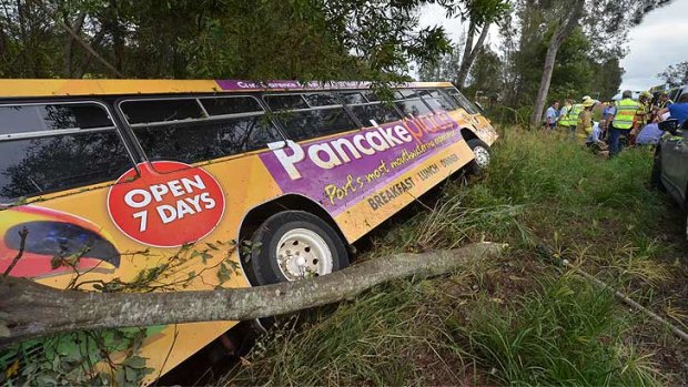 The scene of the school bus crash near Port Macquarie.