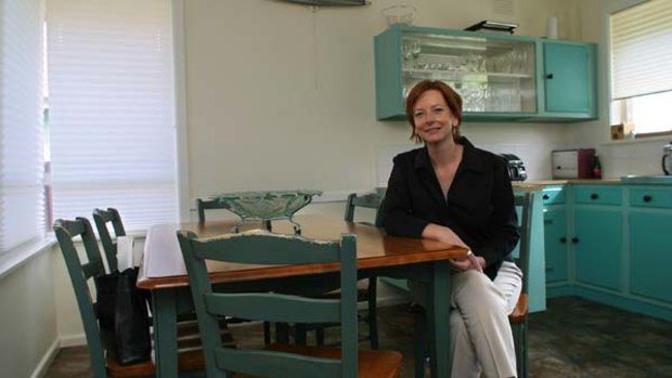 Julia Gillard in the famous picture where she was mocked for having no fruit in her fruit bowl.