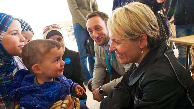 Deputy Labor leader Tanya Plibersek visits the Zaatari camp in Jordan.