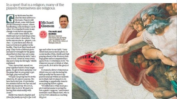 Michael Gleeson's award-winning May 23 article about religious footballers.