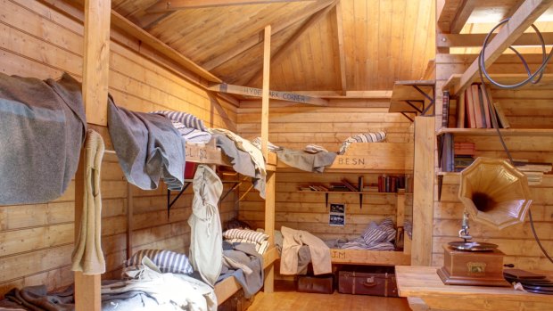 The bunk room is a faithful replica of  Mawson's hut in Antarctica.