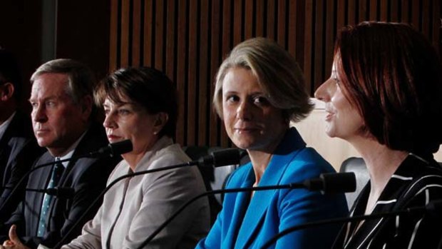 Prime Minister Julia Gillard with state premiers at Parliament House in Canberra.