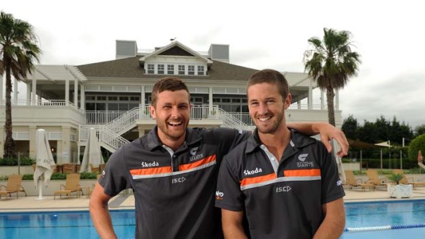 Best mates ... Sam Reid and Callan Ward, at their Breakfast Point base, have made the move from the Western Bulldogs to Greater Western Sydney.