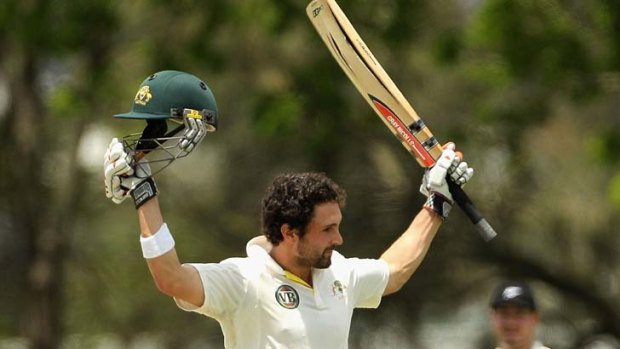 Making his case &#8230; Ed Cowan brings up his century yesterday.